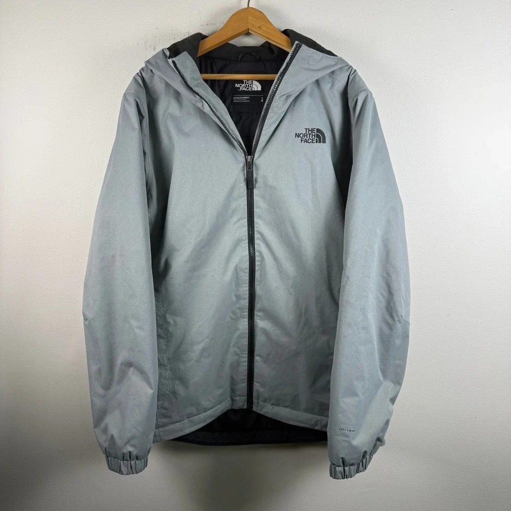 The North Face DryVent Hooded Jacket Mens Large Grey Full Zip Insulated Ripstop